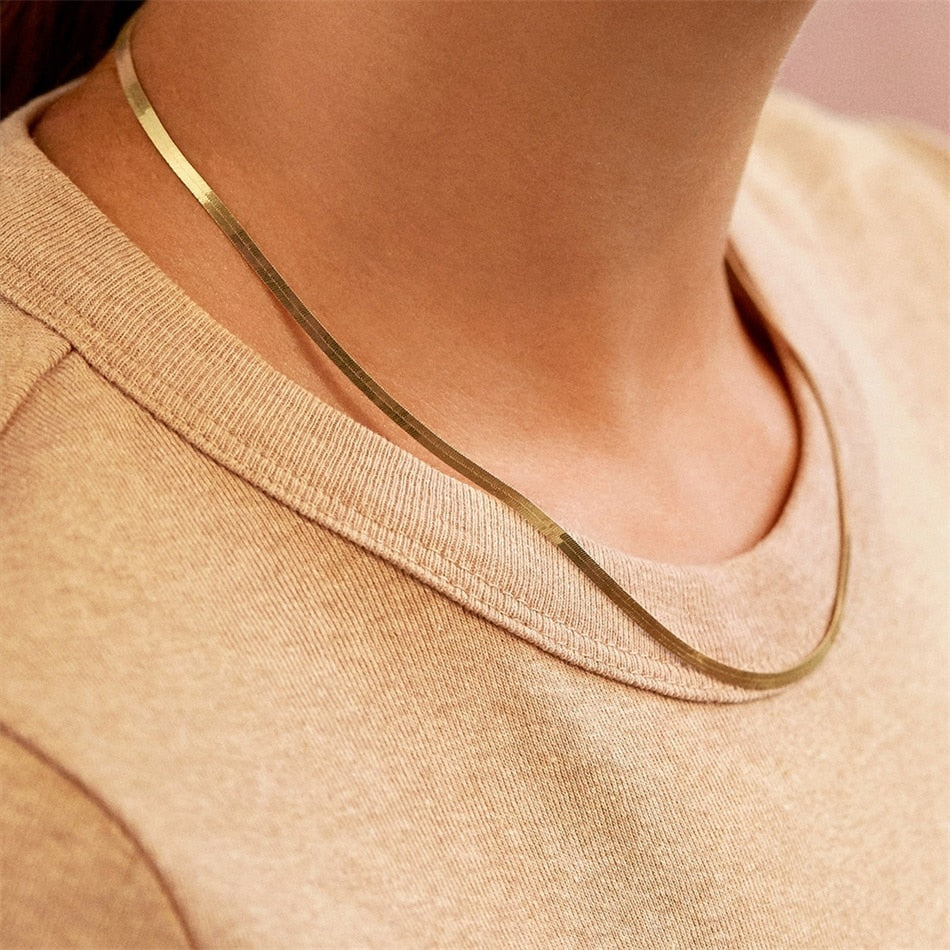 Unisex Chain Herringbone Choker Necklace