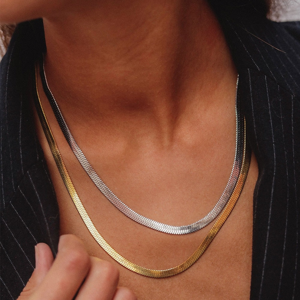 Unisex Chain Herringbone Choker Necklace