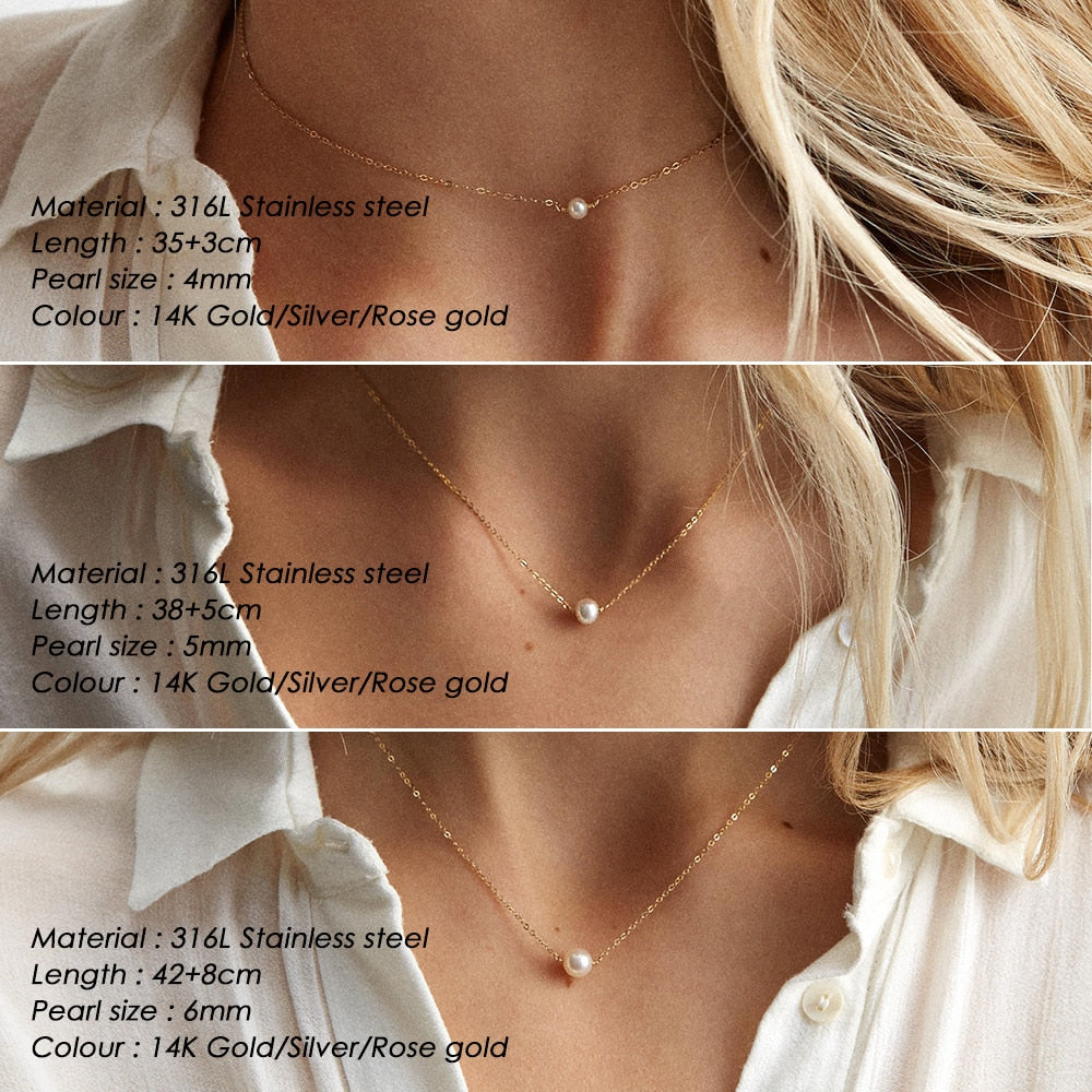 Classic Pearl Chain Choker Necklace