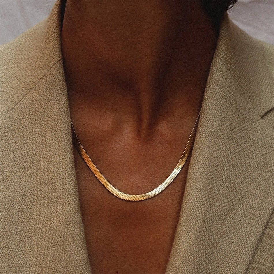 Unisex Chain Herringbone Choker Necklace