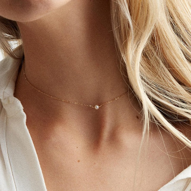 Classic Pearl Chain Choker Necklace