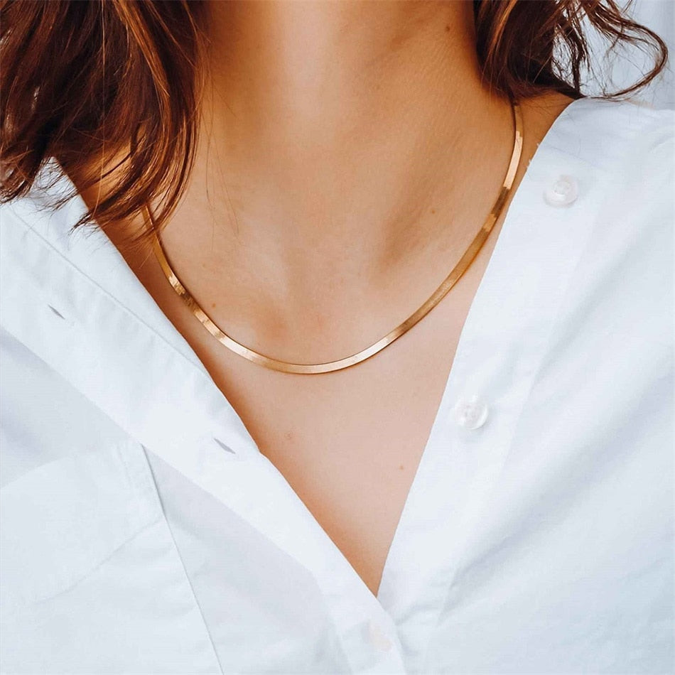 Unisex Chain Herringbone Choker Necklace