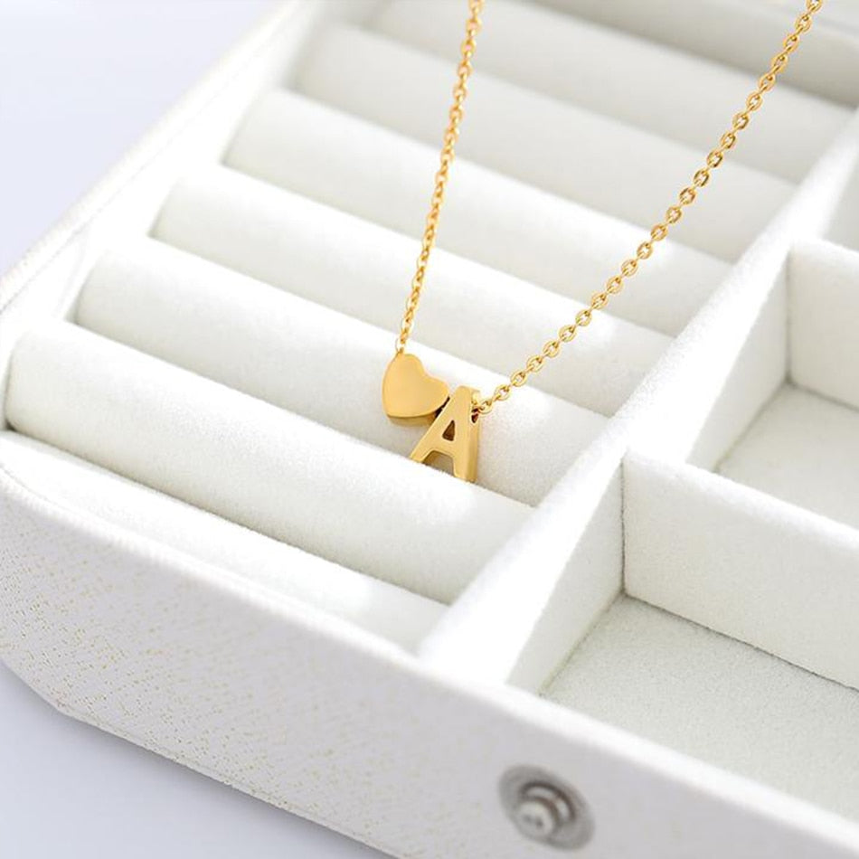 Dainty Side-by-side Heart Letter Necklace