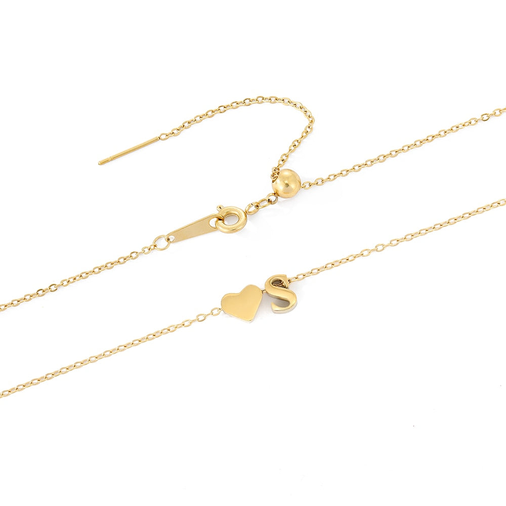 Dainty Side-by-side Heart Letter Necklace