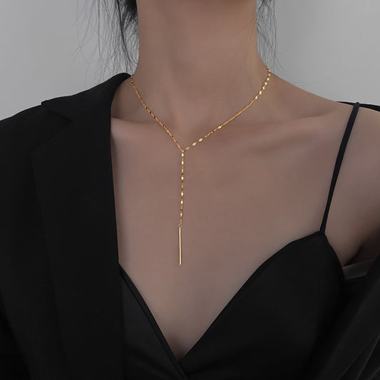 Luxury Minimalist Bamboo Chain Pendant Choker Stainless Steel Necklace